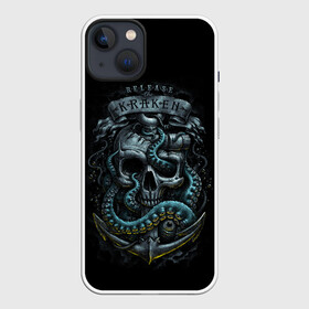 Чехол для iPhone 13 с принтом ВЫПУСТИТЬ КРАКЕНА в Белгороде,  |  | Тематика изображения на принте: kraken | monster | ocean | sea | skull | кальмар | кости | кракен | монстр | морской | океан | череп | чудовище | щупальца | якорь