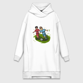 Платье-худи хлопок с принтом Маленькие футболисты в Белгороде,  |  | арт | дети | иллюстрация | спортсмены | футболисты