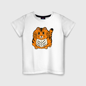 Детская футболка хлопок с принтом Пушистый тигренок в Белгороде, 100% хлопок | круглый вырез горловины, полуприлегающий силуэт, длина до линии бедер | ani | baby | cat | kitten | kitty | little | new year | tiger | год тигра | детеныш | детские | дикая кошка | животные звери | киска | кот | котенок | маленький тигр | маленький тигренок | малыш | милые создания | мордочка