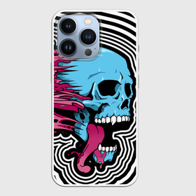 Чехол для iPhone 13 Pro с принтом Летящий череп в Белгороде,  |  | blood | blue | day of the dead | fangs | happy halloween | holiday | skull | день мертвых | клыки | кровь | праздник | синий | хэллоуин | череп