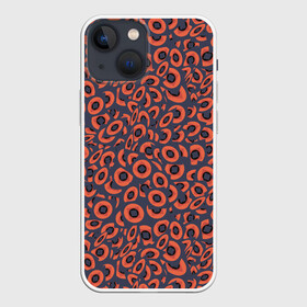 Чехол для iPhone 13 mini с принтом Абстракция квадраты и круги в Белгороде,  |  | abstraction | shapes | squares | абстракция | квадраты | круги | оранжевый | принт | серый | фигуры | черный