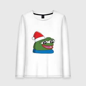 Женский лонгслив хлопок с принтом Pepe, pepe happy, Пепе хеппи, pepe happy new year в Белгороде, 100% хлопок |  | frog pepe | happy | happy new year | mem | meme | peepo | pepe | pepe happy | pepe happy new year | лягушка пепе | лягушонок | лягушонок пепе | пепе хеппи | хеппи