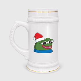 Кружка пивная с принтом Pepe, pepe happy, Пепе хеппи, pepe happy new year в Белгороде,  керамика (Материал выдерживает высокую температуру, стоит избегать резкого перепада температур) |  объем 630 мл | frog pepe | happy | happy new year | mem | meme | peepo | pepe | pepe happy | pepe happy new year | лягушка пепе | лягушонок | лягушонок пепе | пепе хеппи | хеппи
