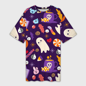 Платье-футболка 3D с принтом HALLOWEEN BTS BT21 PATTERN  БТ21 БТС ХЕЛЛОУИН в Белгороде,  |  | army | bangtan boys | bt21 | bts | bts stickers | chimmy | cooky | koya | mang | monster | rap monster | rapmon | rj | rm | shooky | tata | van | бтс | ви | джейхоуп | джонгук | реп монстр | стикеры bts | сюга | чимин | чин