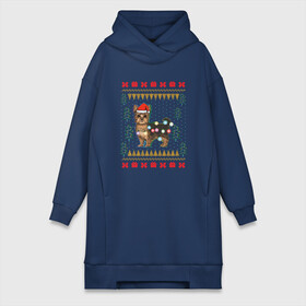 Платье-худи хлопок с принтом Рождественский свитер Йоркшик в Белгороде,  |  | Тематика изображения на принте: christmas | ugly sweater | вечеринка | йорк | йоркширский терьер | новый год | праздники | рождественский свитер | рождество | собака | собачка | уродливый свитер