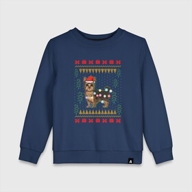 Детский свитшот хлопок с принтом Рождественский свитер Йоркшик в Белгороде, 100% хлопок | круглый вырез горловины, эластичные манжеты, пояс и воротник | Тематика изображения на принте: christmas | ugly sweater | вечеринка | йорк | йоркширский терьер | новый год | праздники | рождественский свитер | рождество | собака | собачка | уродливый свитер