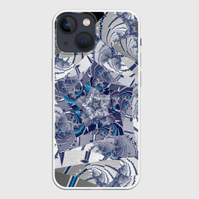 Чехол для iPhone 13 mini с принтом Абстракция 499 в Белгороде,  |  | абстракция | геометрический | геометрия | контрастный | линии | многогранник | серый | синий | строгий | фрактал | яркий