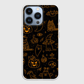 Чехол для iPhone 13 Pro с принтом ХЕЛЛОУИН ПАТТЕРН КОТИКИ   HALLOWEEN KITTY в Белгороде,  |  | bats | bones | cat | ghost | halloween | kitty | pumpkin | skull | spider | кости | кот | кошка | летучие мыши | паук | паутина | приведение | призрак | скелет | тыква | хеллоуин | хоррор | хэллоуин