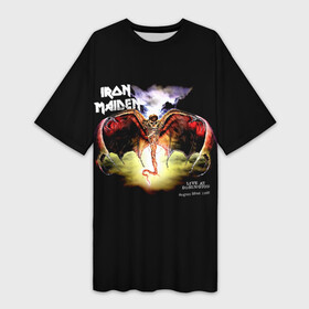 Платье-футболка 3D с принтом Iron Maiden LIVE AT DONINGTON в Белгороде,  |  | iron maiden | адриан смит | айран | айрон | группа | дэйв мюррей | железная дева | ирон | майден | мейд | мейден | метал | мрачный | музыка | песни | рок | стив харрис | тяжелый | хеви | хевиметал