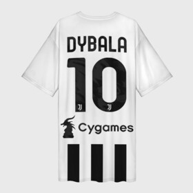 Платье-футболка 3D с принтом Дибала Ювентус форма 2021 2022 в Белгороде,  |  | dybala | football | juventus | soccer | дибала | домашняя | пауло | форма | футбол | ювентус