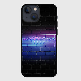 Чехол для iPhone 13 mini с принтом Cyberpunk 2077 | Neon в Белгороде,  |  | 2077 | cyberpunk | cyberpunk 2077 | neon | nofun | кирпич | надпись | надпись на стене