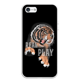 Чехол для iPhone 5/5S матовый с принтом Real Play в Белгороде, Силикон | Область печати: задняя сторона чехла, без боковых панелей | звери | крупные кошки | новый год | подарок | праздники | тигр | тигренок