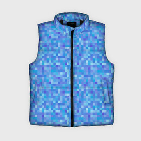 Женский жилет утепленный 3D с принтом Голубая пиксель абстракция в Белгороде,  |  | pixel | pixel art | абстракция | пиксели | пиксель арт | пиксельный | синий