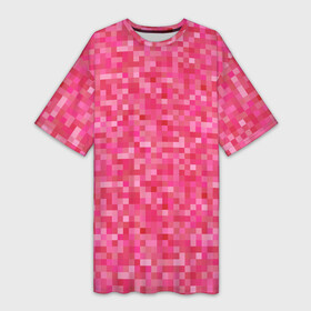 Платье-футболка 3D с принтом Цикламеновая пиксельная абстракция в Белгороде,  |  | pixel | pixel art | абстракция | красный | пиксели | пиксель | пиксель арт | пиксельный | розовый | цикламен