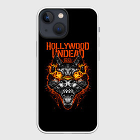Чехол для iPhone 13 mini с принтом Hollywood Undead DAY of the DEAD в Белгороде,  |  | hollywood undead | hu | андед | волк | волчья голова | голивуд | голливуд | голливудская нежить | группа | гу | огненные глаза | огненный взгляд | орел | оскал | пасть | птица | реп | рок | рэп | рэпкор | силуэт