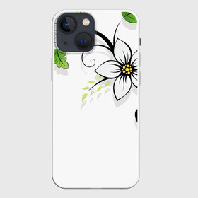 Чехол для iPhone 13 mini с принтом Цветочная композиция с бабочками в Белгороде,  |  | бабочка | ветка | лист | природа | узор | цветы