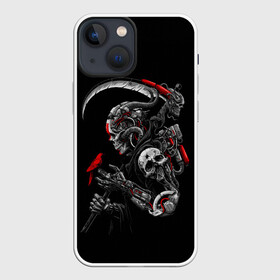 Чехол для iPhone 13 mini с принтом Робот и птица в Белгороде,  |  | art | bird | birdie | cyberpunk | robot | scythe | skull | арт | киберпанк | коса | птица | птичка | робот | череп