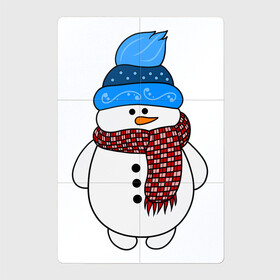 Магнитный плакат 2Х3 с принтом Снеговик в шапочке в Белгороде, Полимерный материал с магнитным слоем | 6 деталей размером 9*9 см | christmas | happy new year | merry christmas | new year | snowman | winter | зима | новогодние рисунки | новый год | подарок | рождество | с новым годом | снеговик