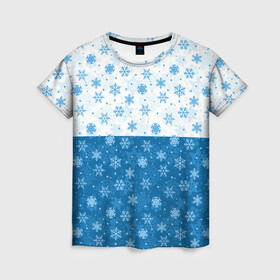 Женская футболка 3D с принтом Светло Тёмные Снежинки в Белгороде, 100% полиэфир ( синтетическое хлопкоподобное полотно) | прямой крой, круглый вырез горловины, длина до линии бедер | merry christmas | дед мороз | ёлка | зима | мороз | новый год | подарок | праздник | рождество | с новым годом | сантаклаус | снег | снеговик | снегурочка | снежинки | снежные узоры | узоры