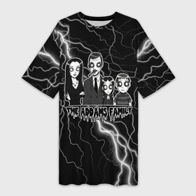 Платье-футболка 3D с принтом Addams family  Семейка Аддамс в Белгороде,  |  | адамс | аддамс | гомес | гомэс | мультфильм | пагзли | пагсли | семейка адамс | семейка аддамс | уэнздэй