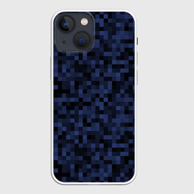 Чехол для iPhone 13 mini с принтом Темная пиксельная абстракция в Белгороде,  |  | pixel art | pixels | абстрактный | абстракция | пиксели | пиксель арт | пиксельный | почти черный | темно синий