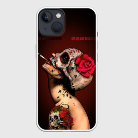 Чехол для iPhone 13 с принтом Ведьма с красной розой в Белгороде,  |  | body art | cigarette | day of the dead | halloween | happy halloween | holiday | nude witch | profile | red rose | skull | tattoo | боди арт | день мертвых | красная роза | обнаженная ведьма | праздник | профиль | тату | хэллоуин