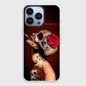 Чехол для iPhone 13 Pro с принтом Ведьма с красной розой в Белгороде,  |  | body art | cigarette | day of the dead | halloween | happy halloween | holiday | nude witch | profile | red rose | skull | tattoo | боди арт | день мертвых | красная роза | обнаженная ведьма | праздник | профиль | тату | хэллоуин