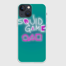 Чехол для iPhone 13 mini с принтом Squid game a в Белгороде,  |  | squid game | игра в кальмара | надписи | неон | нетфликс | сериалы