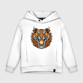 Детское худи Oversize хлопок с принтом Magic   Tiger в Белгороде, френч-терри — 70% хлопок, 30% полиэстер. Мягкий теплый начес внутри —100% хлопок | боковые карманы, эластичные манжеты и нижняя кромка, капюшон на магнитной кнопке | 2022 | animal | cat | lion | tiger | год тигра | животные | зверь | зубы | кот | кошка | лев | охотник | полосатый | природа | тигр | тигренок | тигрица | хищник