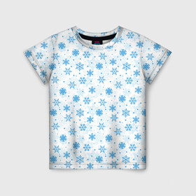 Детская футболка 3D с принтом Снежинки (снежные узоры) в Белгороде, 100% гипоаллергенный полиэфир | прямой крой, круглый вырез горловины, длина до линии бедер, чуть спущенное плечо, ткань немного тянется | merry christmas | дед мороз | ёлка | зима | мороз | новый год | подарок | праздник | рождество | с новым годом | сантаклаус | снег | снеговик | снегурочка | снежинки | снежные узоры | узоры