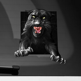 Наклейка на автомобиль с принтом Black panther черная пантера в Белгороде, ПВХ |  | black panther | зверь | злая | красивая кошка | прыгает | хищник | черная пантера