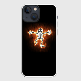 Чехол для iPhone 13 mini с принтом пламенный скелетик в Белгороде,  |  | Тематика изображения на принте: ведьма | вечеринка | огонь | праздник | скелет | ужас | хэллоуин | шабош