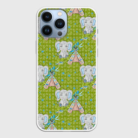 Чехол для iPhone 13 Pro Max с принтом Слоник и вигвам в Белгороде,  |  | вигвам | индеец | слон | слоненок | слоник