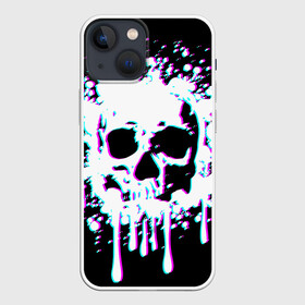 Чехол для iPhone 13 mini с принтом Мерцающий череп в Белгороде,  |  | day of the dead | drops | flowing | halloween | happy halloween | holiday | shimmering skull | splashes | брызги | день мертвых | капли | мерцающий череп | праздник | течет | хэллоуин