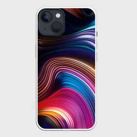 Чехол для iPhone 13 с принтом Цветные неоновые волны в Белгороде,  |  | colorful waves | digital art | neon stripes | rainbow | абстракция | волны красок | неоновые волны | неоновый узор | цветные волны | цветные полосы