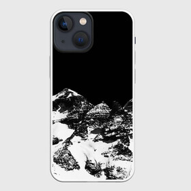 Чехол для iPhone 13 mini с принтом ГОРЫ Ч Б в Белгороде,  |  | black | dark | mounting | night | white | белый | вершина | горы | ночь | природа | снег | фильтр | хребет | черный