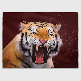Плед 3D с принтом Тигр красавчик сердится в Белгороде, 100% полиэстер | закругленные углы, все края обработаны. Ткань не мнется и не растягивается | 2022 | aggressive | angry | fangs | new year | open mouth | predator | tiger | year of the tiger | агрессивный | год тигра | клыки | новый год | открытая пасть | сердитый | тигр | хищник