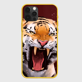 Чехол для iPhone 12 Pro с принтом Тигр красавчик сердится в Белгороде, силикон | область печати: задняя сторона чехла, без боковых панелей | Тематика изображения на принте: 2022 | aggressive | angry | fangs | new year | open mouth | predator | tiger | year of the tiger | агрессивный | год тигра | клыки | новый год | открытая пасть | сердитый | тигр | хищник