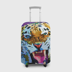 Чехол для чемодана 3D с принтом Рычащий Шархан в Белгороде, 86% полиэфир, 14% спандекс | двустороннее нанесение принта, прорези для ручек и колес | 2022 | evil face | growling | new year | pop art | predator | tiger | year of the tiger | год тигра | новый год | поп арт | рычащий | тигр | хищник