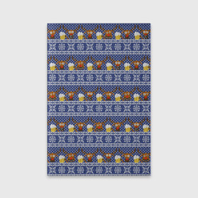Обложка для паспорта матовая кожа с принтом Олени отдыхают в Белгороде, натуральная матовая кожа | размер 19,3 х 13,7 см; прозрачные пластиковые крепления | вязанный | новогодний | олень | паттерн | рождественский | с оленями | свитер | узор