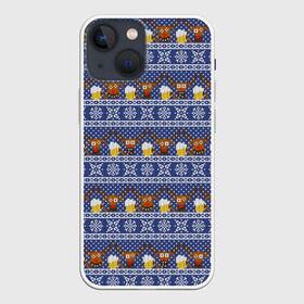 Чехол для iPhone 13 mini с принтом Олени отдыхают в Белгороде,  |  | вязанный | новогодний | олень | паттерн | рождественский | с оленями | свитер | узор
