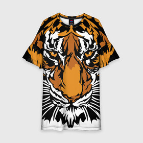 Детское платье 3D с принтом Взгляд хозяина джунглей в Белгороде, 100% полиэстер | прямой силуэт, чуть расширенный к низу. Круглая горловина, на рукавах — воланы | 2022 | african | direct look | master of the jungle | muzzle | new year | predator | tiger | year of the tiger | африканский | год тигра | новый год | прямой взгляд | тигр | хищник | хозяин джунглей