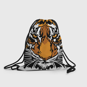 Рюкзак-мешок 3D с принтом Взгляд хозяина джунглей в Белгороде, 100% полиэстер | плотность ткани — 200 г/м2, размер — 35 х 45 см; лямки — толстые шнурки, застежка на шнуровке, без карманов и подкладки | 2022 | african | direct look | master of the jungle | muzzle | new year | predator | tiger | year of the tiger | африканский | год тигра | новый год | прямой взгляд | тигр | хищник | хозяин джунглей