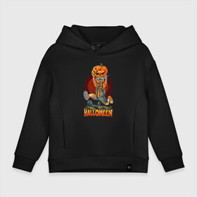 Детское худи Oversize хлопок с принтом Halloween в Белгороде, френч-терри — 70% хлопок, 30% полиэстер. Мягкий теплый начес внутри —100% хлопок | боковые карманы, эластичные манжеты и нижняя кромка, капюшон на магнитной кнопке | art | cemetery | could | halloween | moon | night | pumpkin | skeleton | skull | арт | кладбище | луна | могла | ночь | скелет | тыква | хэллоуин | хэлуин | череп