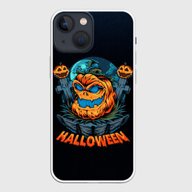 Чехол для iPhone 13 mini с принтом Ночь ужасов в Белгороде,  |  | halloween | арт | графика | мистика | праздник | тыква | ужасы | хэллоуин