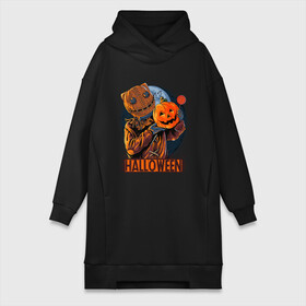 Платье-худи хлопок с принтом Halloween Scarecrow в Белгороде,  |  | art | bat | halloween | halwin | moon | pumpkin | scarecrow | stuffed | арт | летучая мышь | луна | пугало | тыква | хэллоуин | хэлуин | чучело