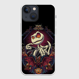 Чехол для iPhone 13 mini с принтом Скелет Хэллоуин в Белгороде,  |  | летучая мышь | скелет | тыква | хэллоуин | шляпа