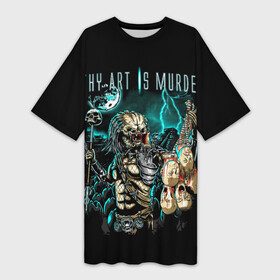 Платье-футболка 3D с принтом Thy Art Is Murder  Human Target в Белгороде,  |  | death metal | deathcore | thy art is murder | группы | дэткор | метал | музыка | рок | хищник
