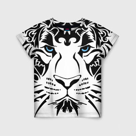 Детская футболка 3D с принтом Водяной голубоглазый тигр в Белгороде, 100% гипоаллергенный полиэфир | прямой крой, круглый вырез горловины, длина до линии бедер, чуть спущенное плечо, ткань немного тянется | Тематика изображения на принте: 2022 | blue eyes | new year | ornament | pattern | predator | strength and tranquility | water tiger | year of the tiger | водяной тигр | год тигра | голубые глаза | новый год | орнамент | сила и спокойствие | узор | хищник