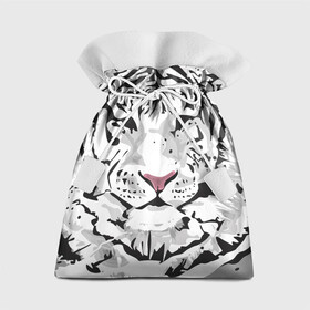 Подарочный 3D мешок с принтом Белый снежный тигр в Белгороде, 100% полиэстер | Размер: 29*39 см | 2022 | art | beast | new year | predator | splashes and drops | white tiger | year of the tiger | белый тигр | брызги и капли | год тигра | зверь | искусство | новый год | хищник